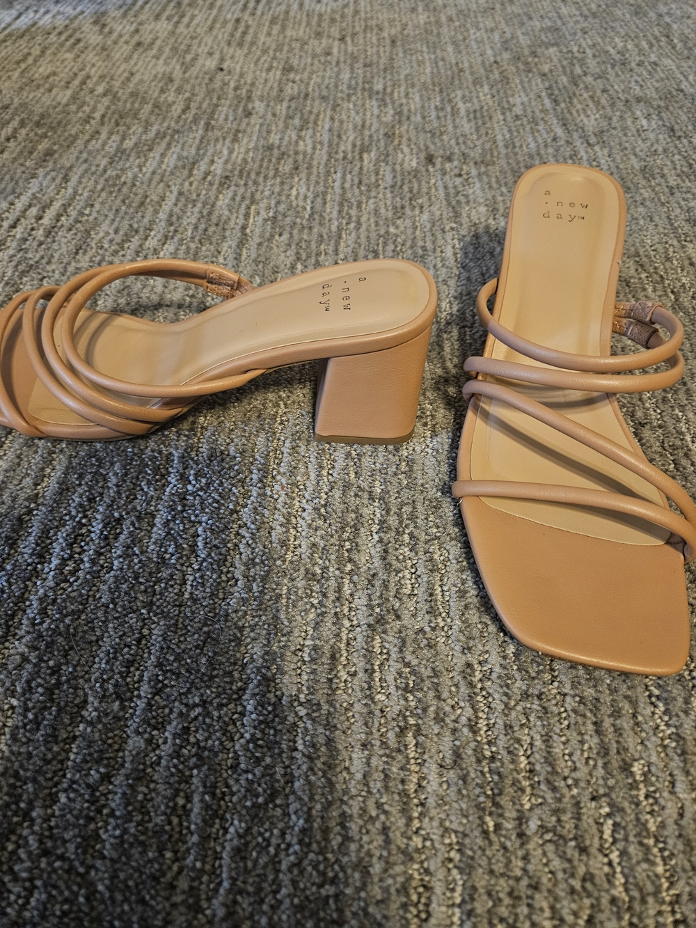 a new day Tan Strappy Square-Toe Mule Heels - Picture 3 of 3